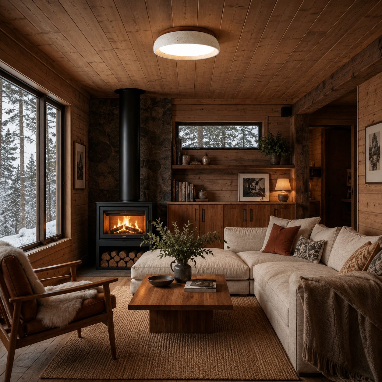Naturglød travertin-taklampe
