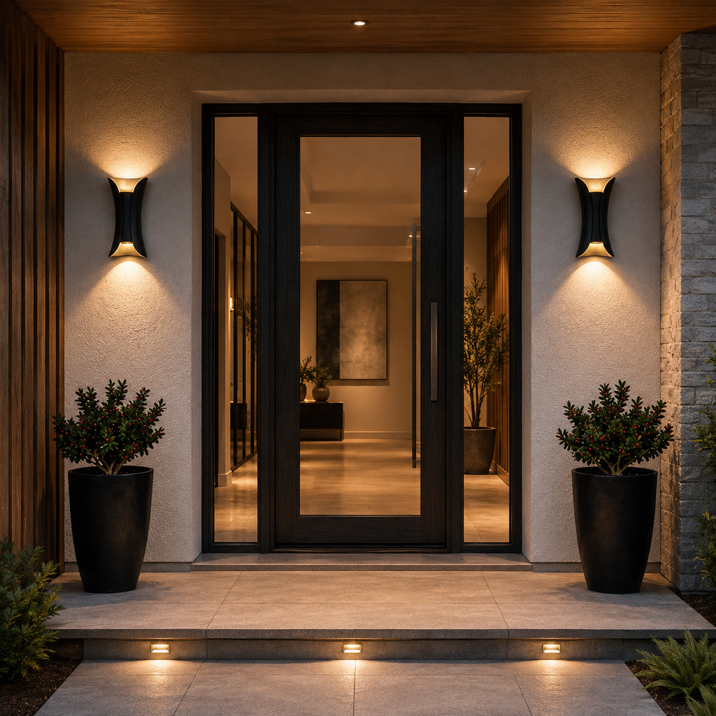 Opp/ned-belysning, moderne buet, vanntett LED-vegglampe