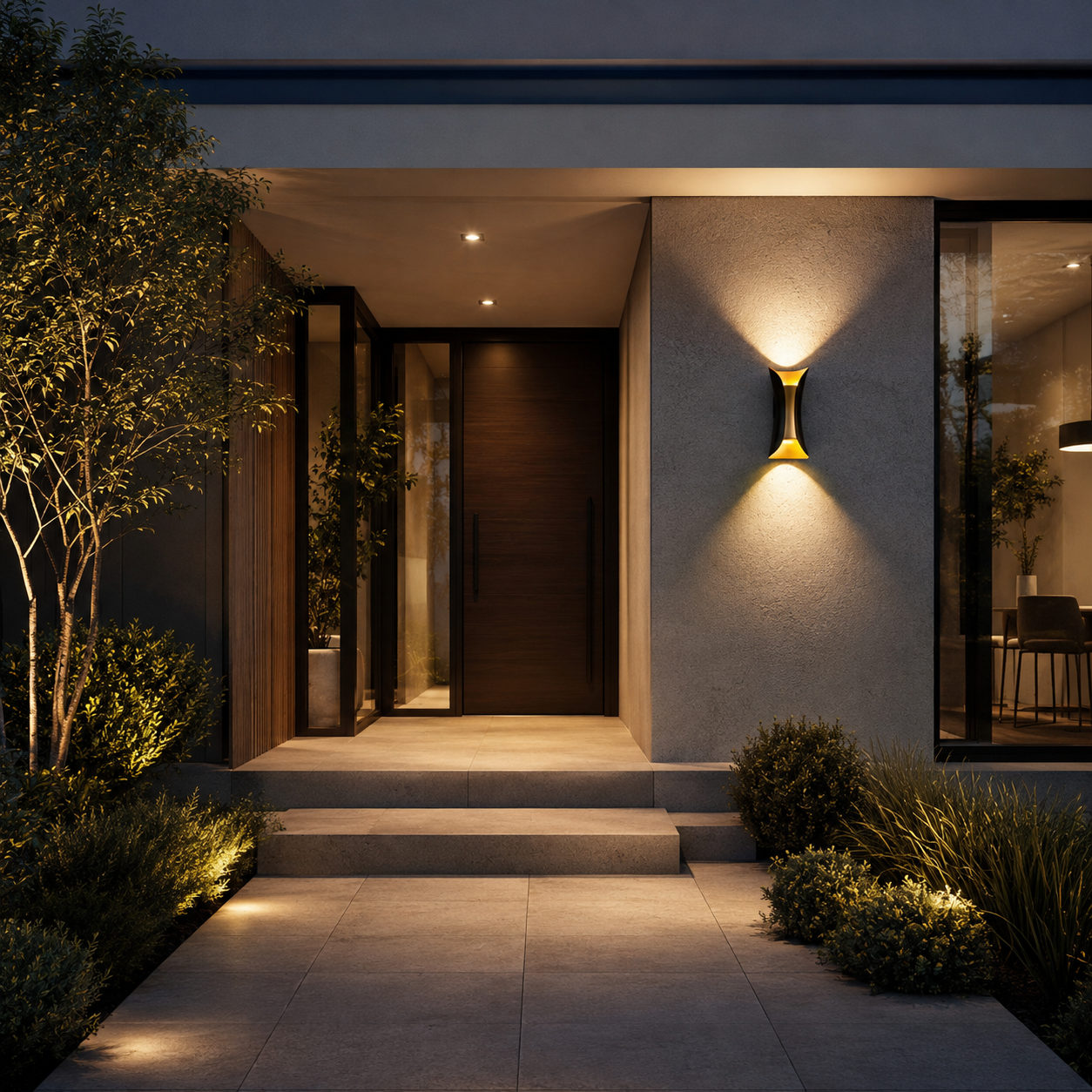 Opp/ned-belysning, moderne buet, vanntett LED-vegglampe