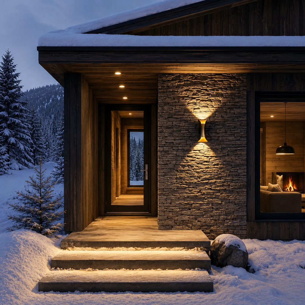 Opp/ned-belysning, moderne buet, vanntett LED-vegglampe