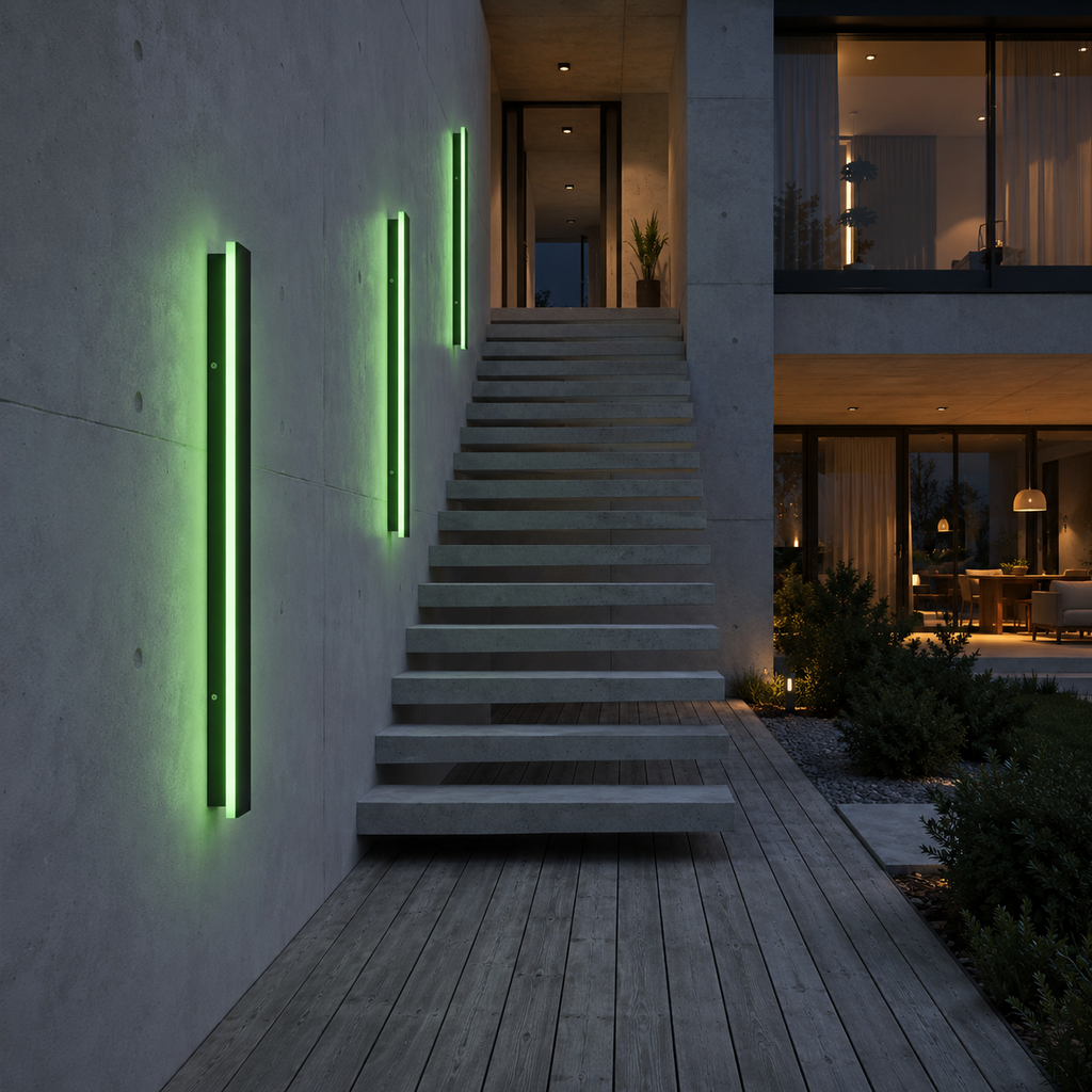Utendørs list-vegglampe lineær med integrert LED