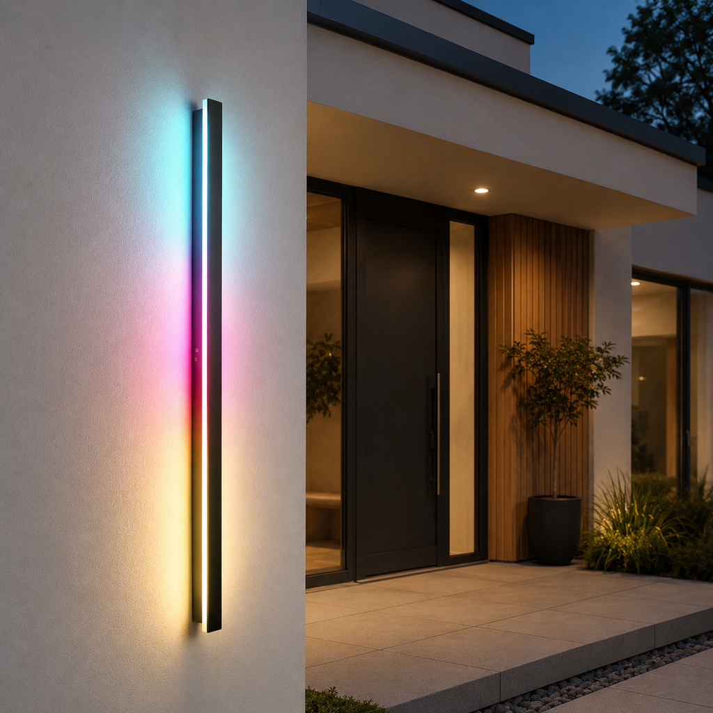 Utendørs list-vegglampe lineær med integrert LED